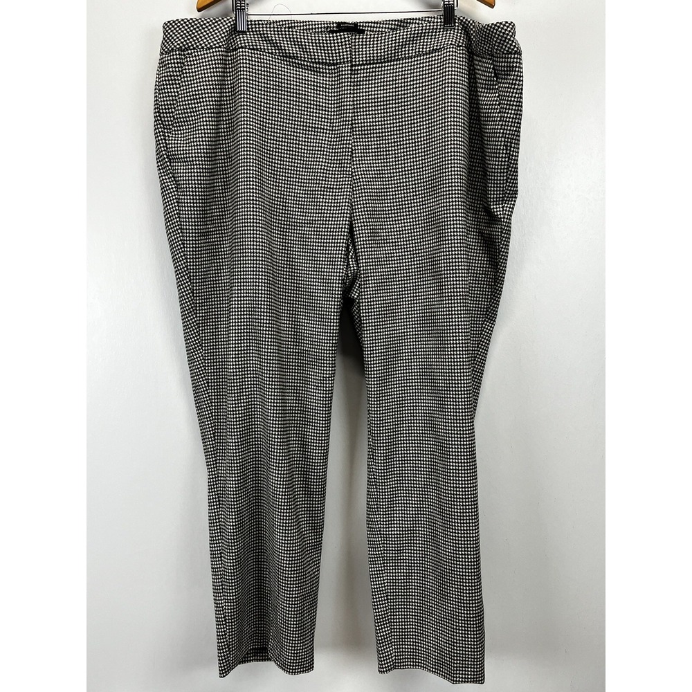 NEW! Talbots Wool Hampshire Mini Houndstooth Pants Womens 24W Plus Black White